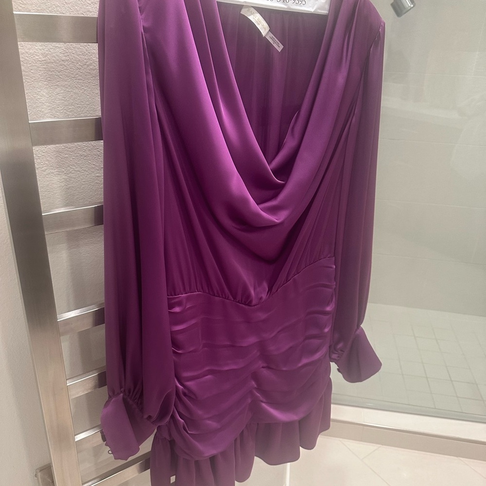 Elegant Draped Mini Dress in Deep Purple